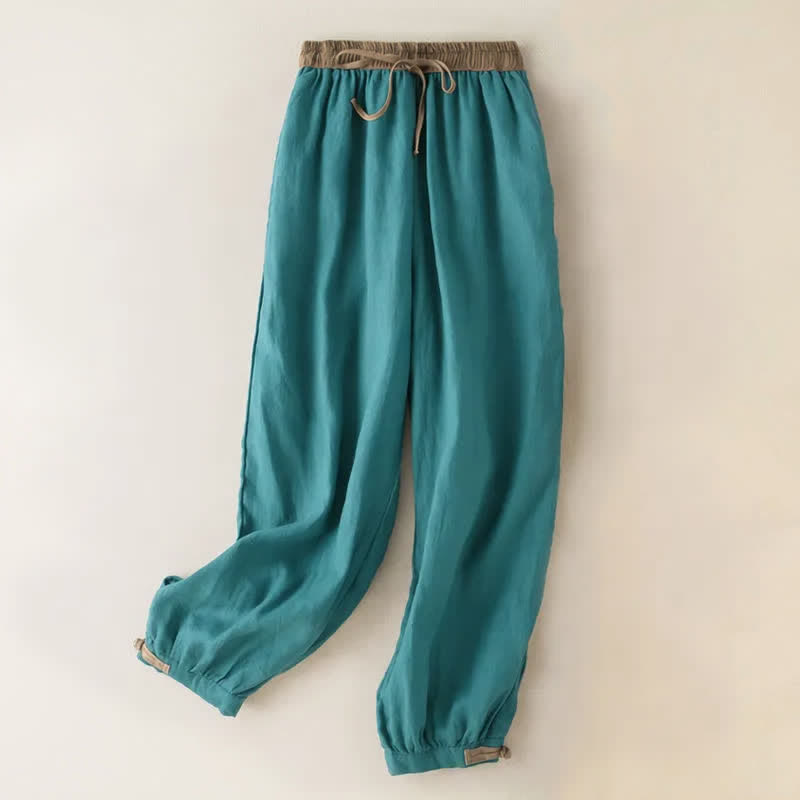 Pantalon sarouel en coton uni avec cordon de serrage et poches pour femme Buddha Stones - Turquoise moyen - US16，UK/AU20，EU48 (3XL) - image 8