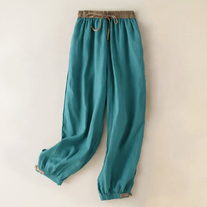 Pantalon sarouel en coton uni avec cordon de serrage et poches pour femme Buddha Stones - Turquoise moyen - US16，UK/AU20，EU48 (3XL) - image 8