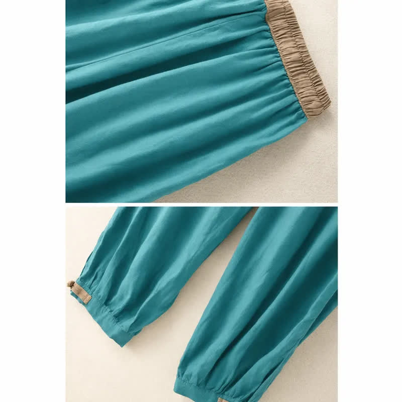 Pantalon sarouel en coton uni avec cordon de serrage et poches pour femme Buddha Stones - image 13