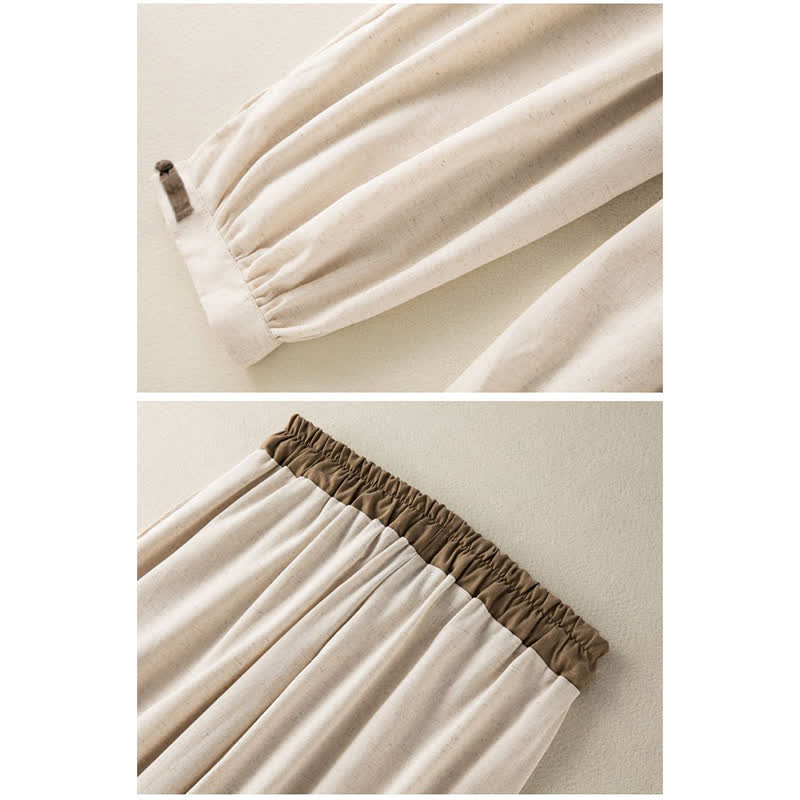 Pantalon sarouel en coton uni avec cordon de serrage et poches pour femme Buddha Stones - image 3