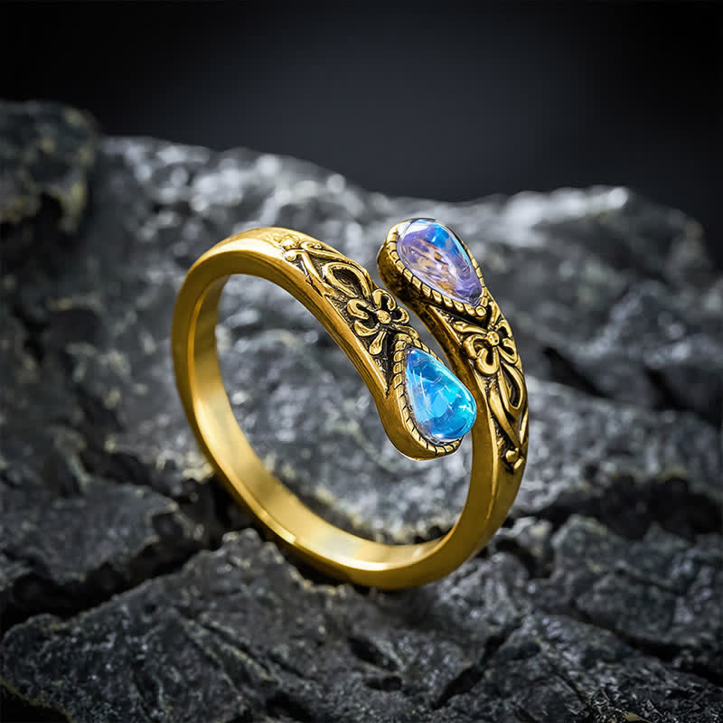 Buddha Stones Bague ouverte papillon Liuli en cuivre, liberté - Doré - image 8