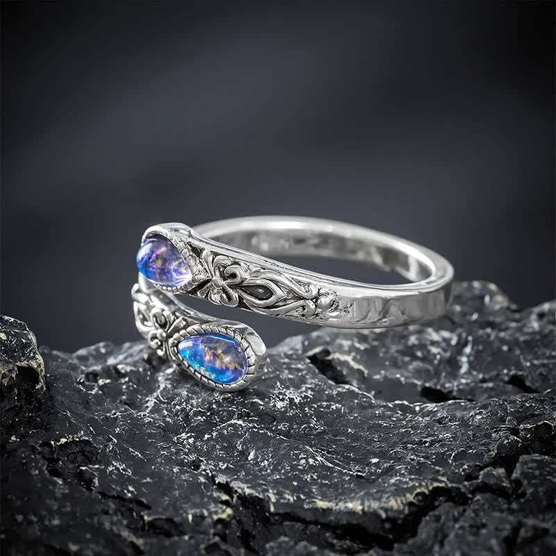 Buddha Stones Bague ouverte papillon Liuli en cuivre, liberté - image 4