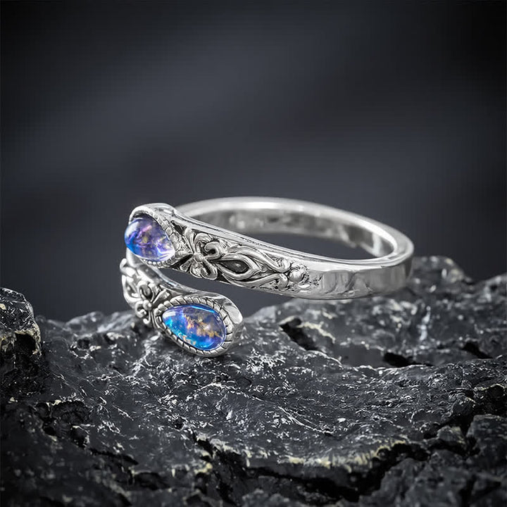 Buddha Stones Bague ouverte papillon Liuli en cuivre, liberté - image 4