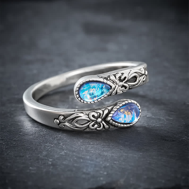 Buddha Stones Bague ouverte papillon Liuli en cuivre, liberté - image 3