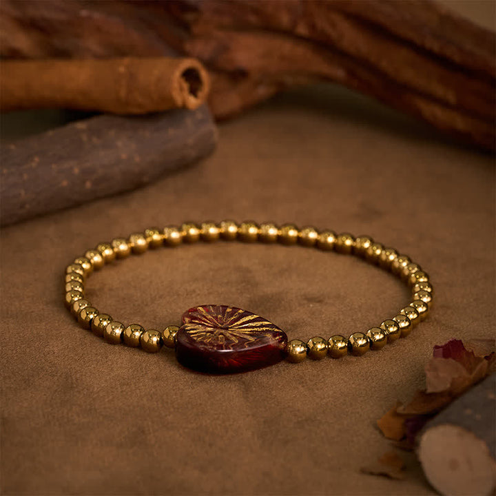 Buddha Stones Bracelet de force en acier titane Liuli en forme de cœur avec perles - image 9