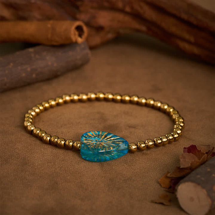Buddha Stones Bracelet de force en acier titane Liuli en forme de cœur avec perles - image 13