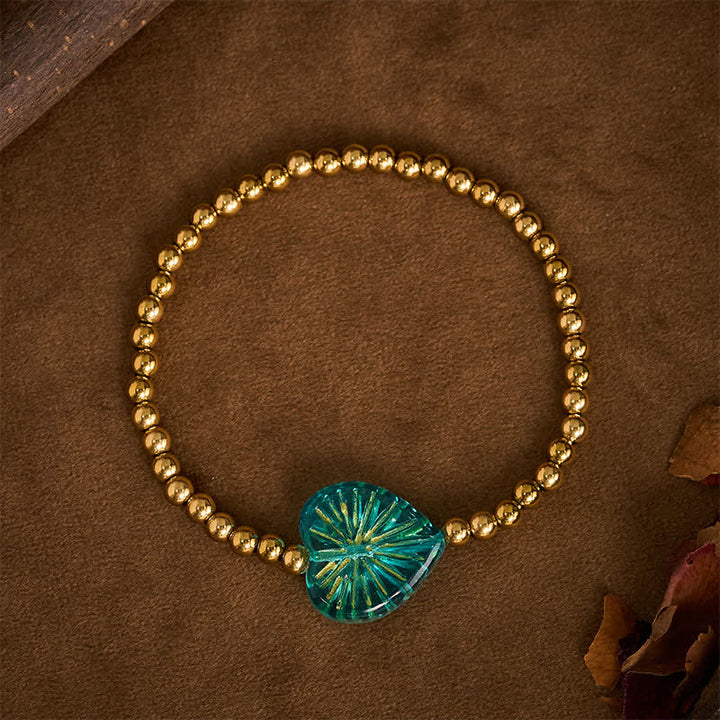 Buddha Stones Bracelet de force en acier titane Liuli en forme de cœur avec perles - Bleu - image 11