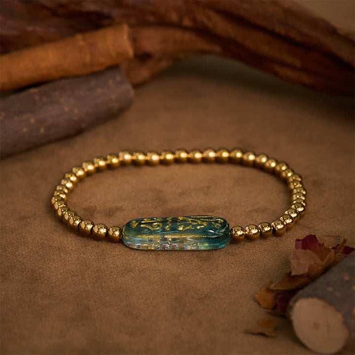 Buddha Stones Bracelet de stimulation Liuli Om Mani Padme Hum en acier titane - image 1