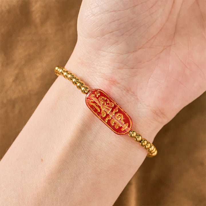 Buddha Stones Bracelet de stimulation Liuli Om Mani Padme Hum en acier titane - image 11