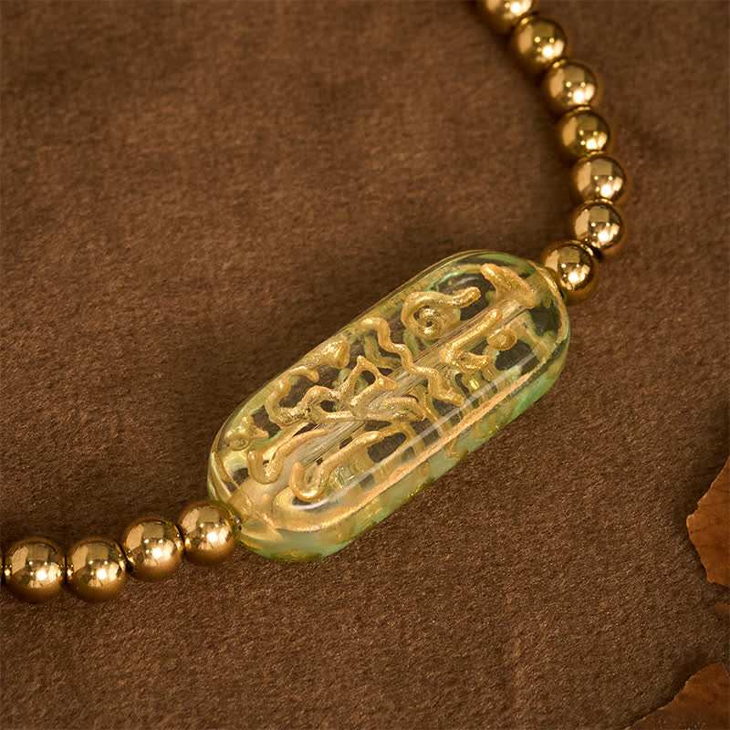Buddha Stones Bracelet de stimulation Liuli Om Mani Padme Hum en acier titane - image 17