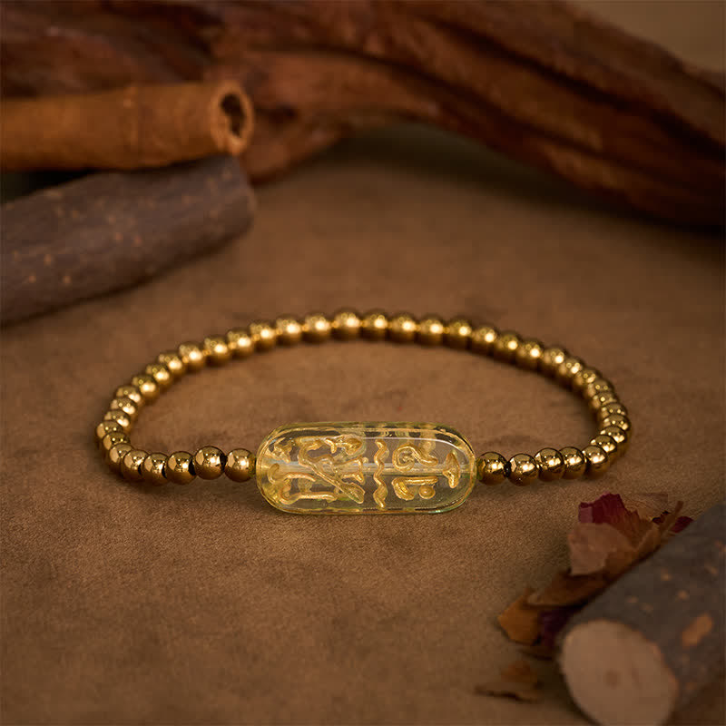 Buddha Stones Bracelet de stimulation Liuli Om Mani Padme Hum en acier titane - Vert - image 13