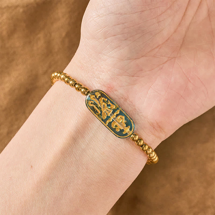 Buddha Stones Bracelet de stimulation Liuli Om Mani Padme Hum en acier titane - image 3