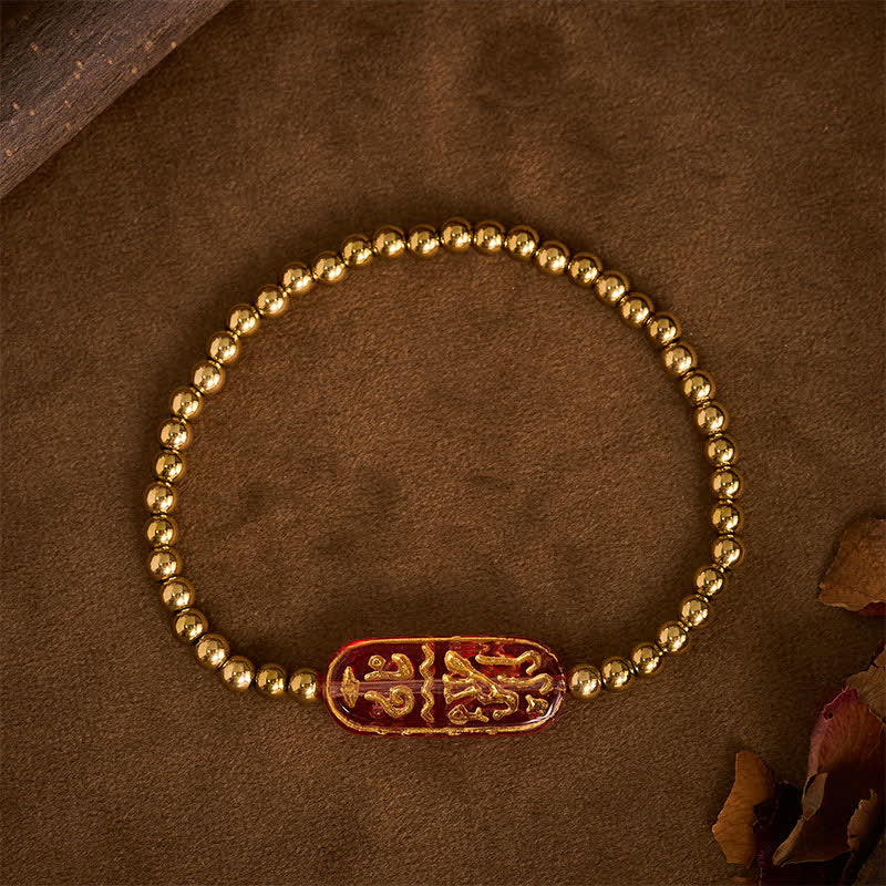 Buddha Stones Bracelet de stimulation Liuli Om Mani Padme Hum en acier titane - image 9