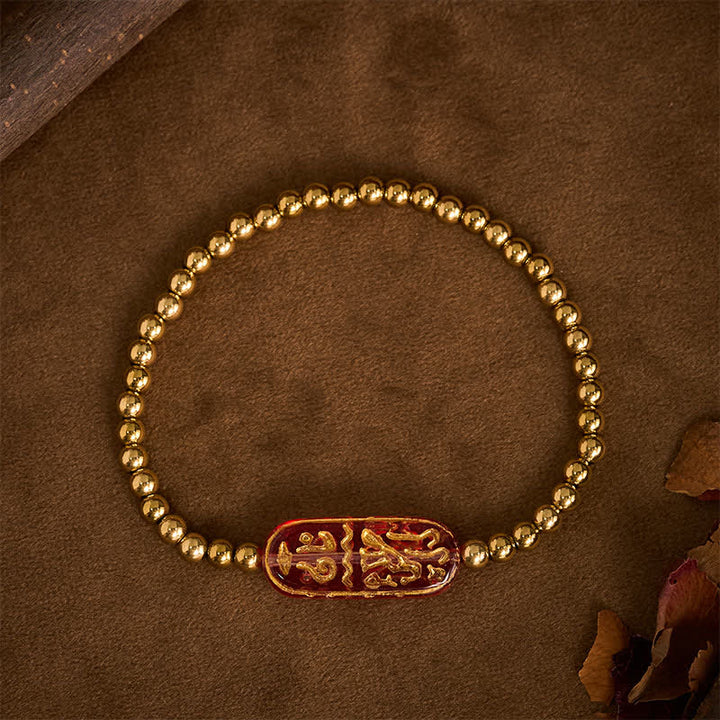 Buddha Stones Bracelet de stimulation Liuli Om Mani Padme Hum en acier titane - image 9
