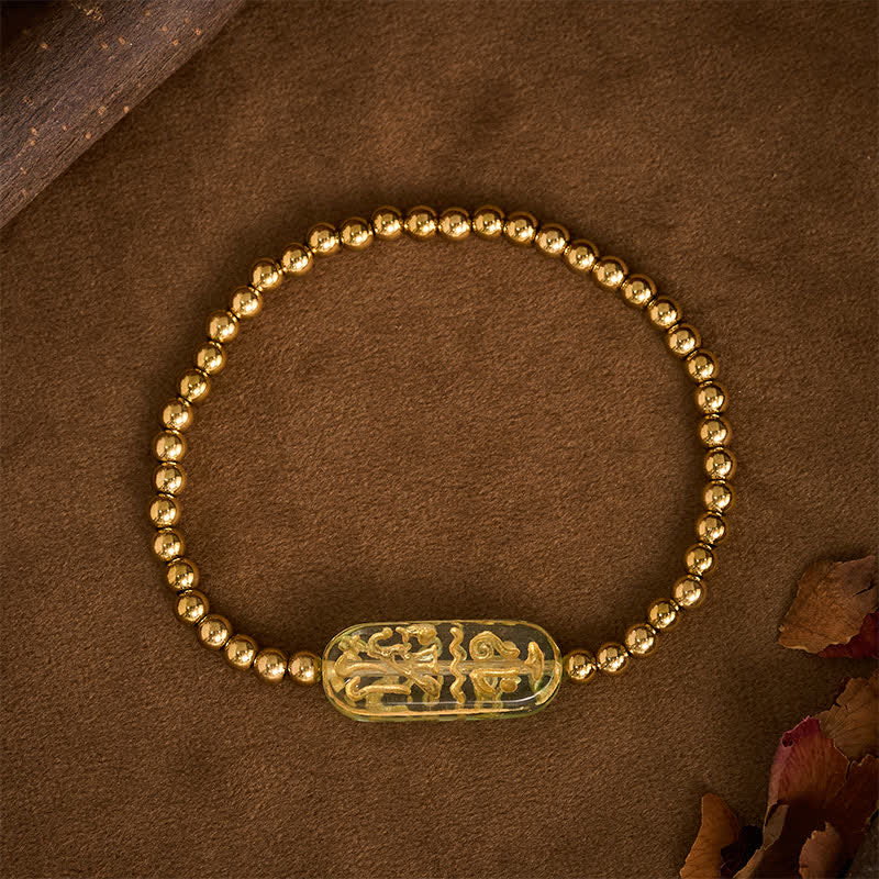 Buddha Stones Bracelet de stimulation Liuli Om Mani Padme Hum en acier titane - image 15
