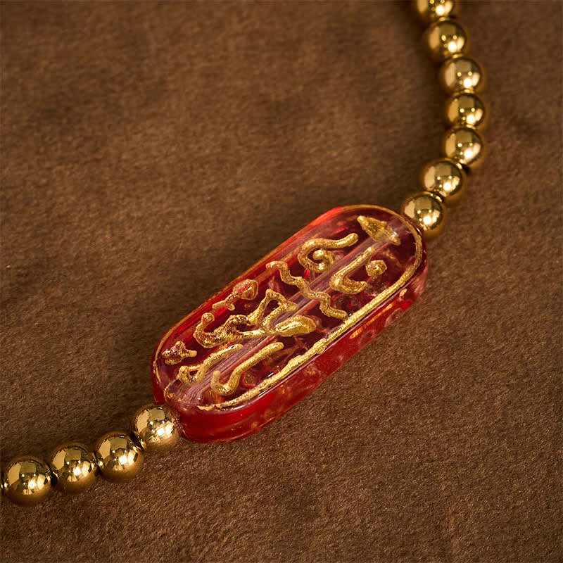 Buddha Stones Bracelet de stimulation Liuli Om Mani Padme Hum en acier titane - image 12