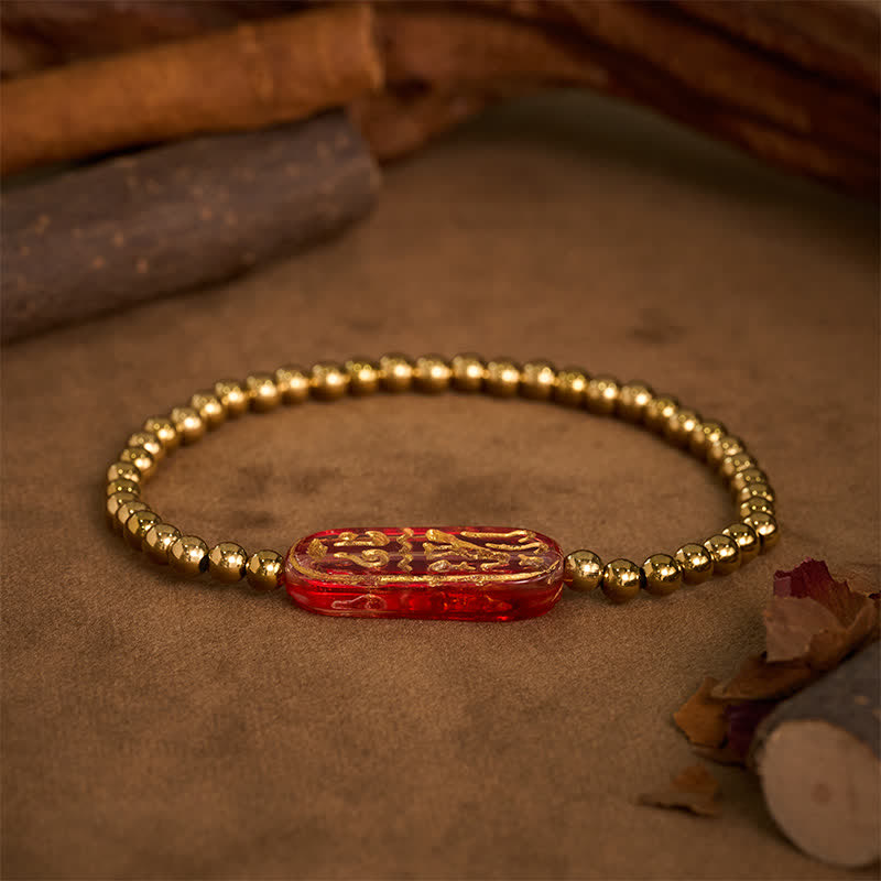 Buddha Stones Bracelet de stimulation Liuli Om Mani Padme Hum en acier titane - image 10