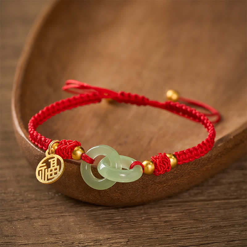 Buddha Stones Bracelet porte-bonheur en cuivre Liuli Fu avec cordon rouge - image 1