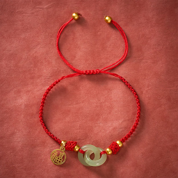 Buddha Stones Bracelet porte-bonheur en cuivre Liuli Fu avec cordon rouge - image 2