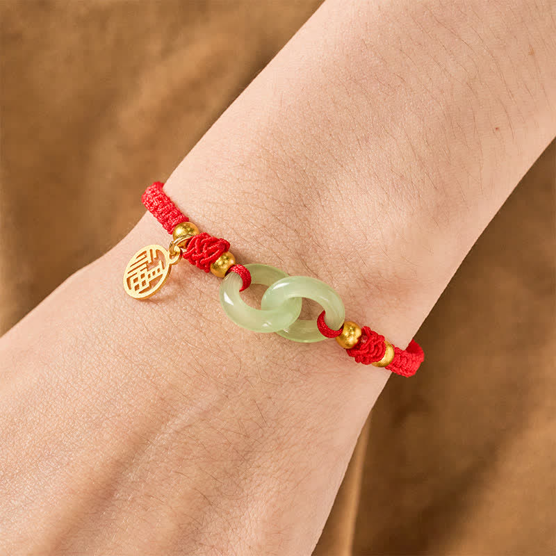Buddha Stones Bracelet porte-bonheur en cuivre Liuli Fu avec cordon rouge - image 4