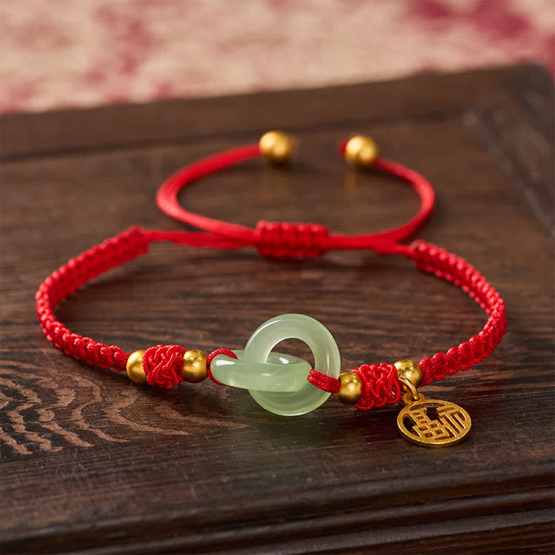 Buddha Stones Bracelet porte-bonheur en cuivre Liuli Fu avec cordon rouge - image 3