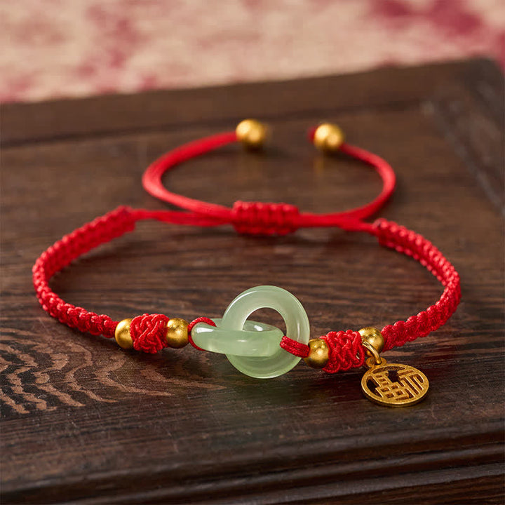 Buddha Stones Bracelet porte-bonheur en cuivre Liuli Fu avec cordon rouge - image 3