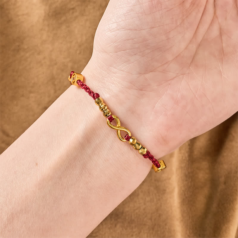 Buddha Stones Bracelet de foi avec cordon rouge tressé, pièce chinoise et symbole de l'infini - image 4