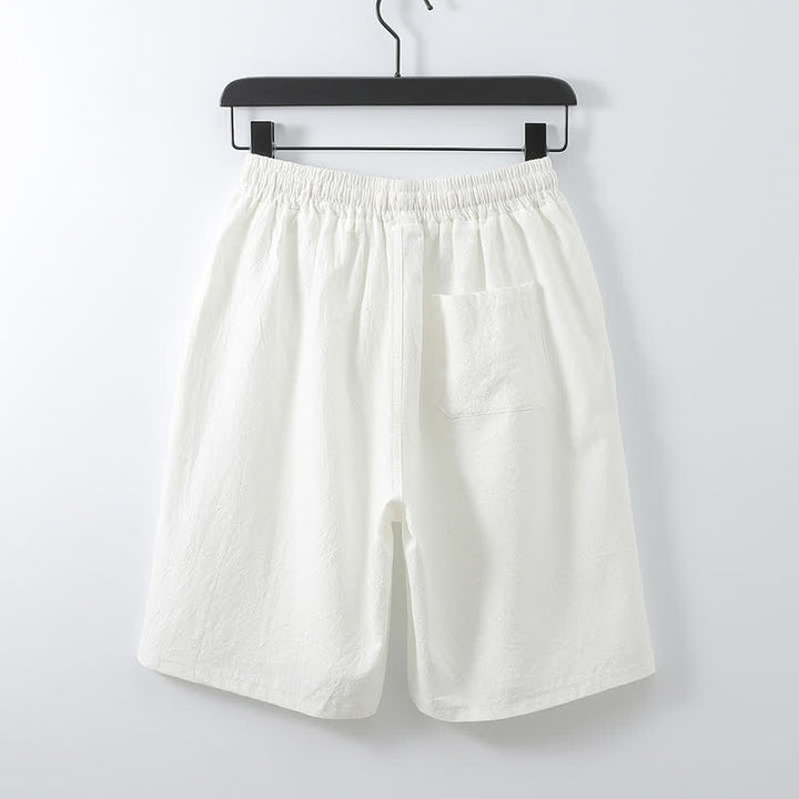 Buddha Stones Ensemble 2 pièces style Tang décontracté, broderie, en coton et lin uni, manches courtes, short, vêtement de méditation pour homme avec poche - image 16