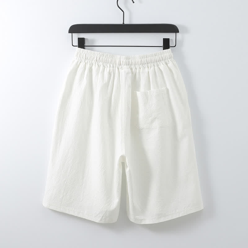 Buddha Stones Ensemble 2 pièces pour homme, style Tang, avec cordon de serrage, manches courtes, chemise et short, en coton et lin uni, manches courtes, poches, idéal pour la méditation d'été. - image 16