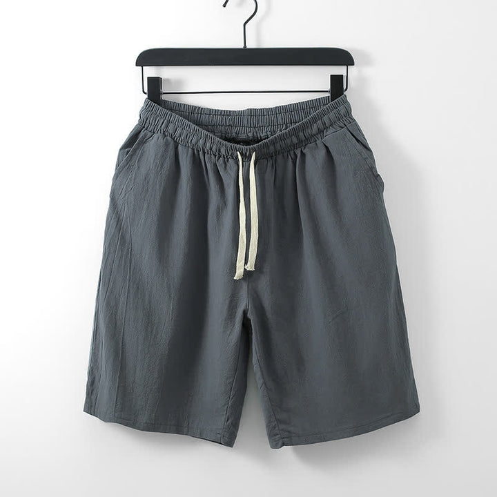 Buddha Stones Ensemble 2 pièces pour homme, style Tang, avec cordon de serrage, manches courtes, chemise et short, en coton et lin uni, manches courtes, poches, idéal pour la méditation d'été. - image 8