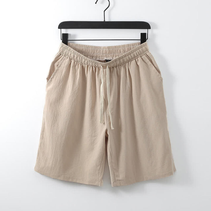 Buddha Stones Ensemble 2 pièces pour homme, style Tang, avec cordon de serrage, manches courtes, chemise et short, en coton et lin uni, manches courtes, poches, idéal pour la méditation d'été. - image 12