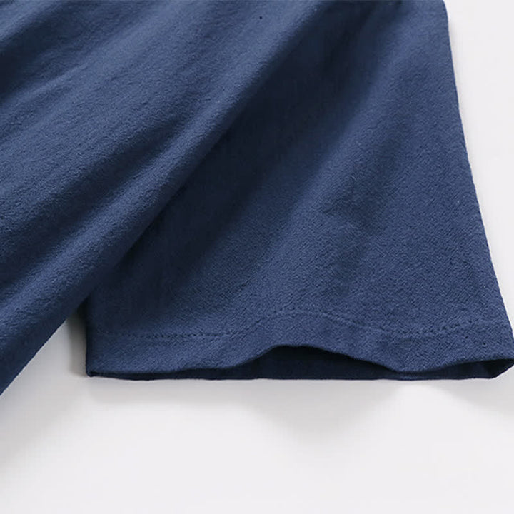 Buddha Stones Kimono d'été minimaliste à manches courtes, uni, en coton et lin, à lacets et ouverture sur le devant, pour homme. - image 12