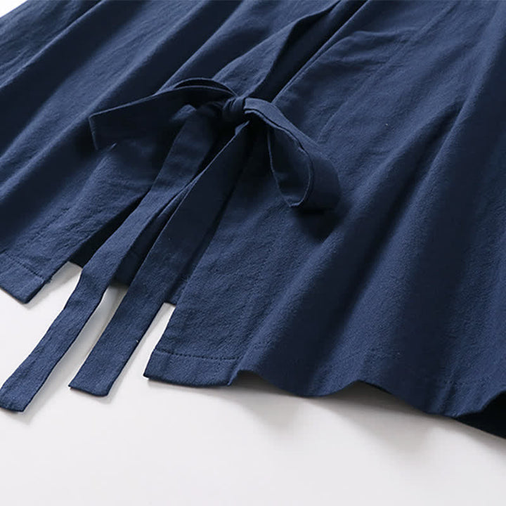 Buddha Stones Kimono d'été minimaliste à manches courtes, uni, en coton et lin, à lacets et ouverture sur le devant, pour homme. - image 13