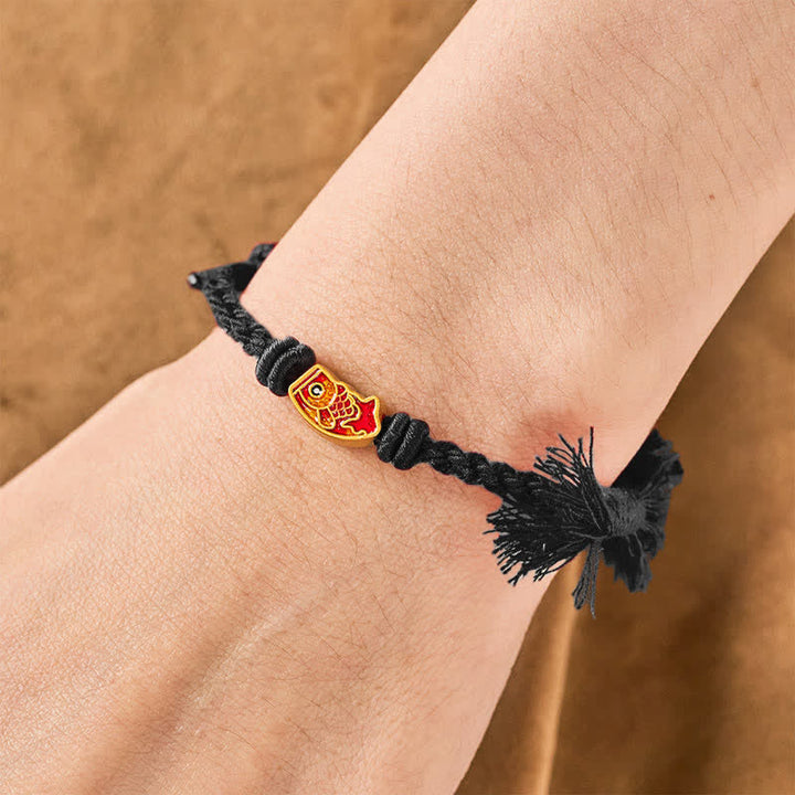 Buddha Stones Bracelet porte-bonheur en fil rouge avec motif de carpe koï - image 16
