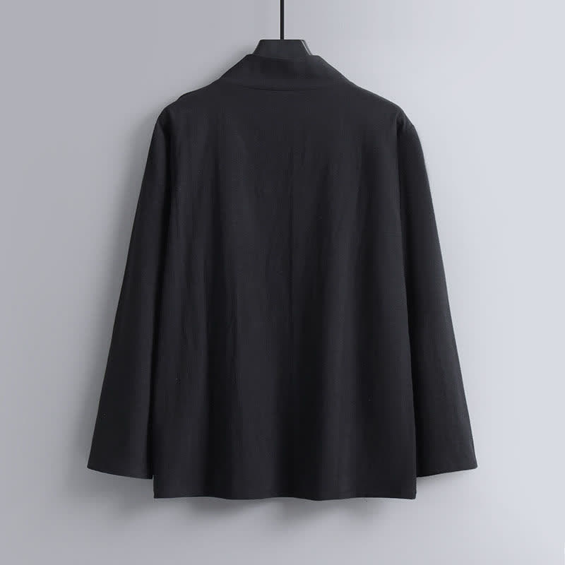 Ensemble pour homme Tang en coton et lin avec haut et pantalon Hanfu, orné de Buddha Stones et de colliers croisés. - image 5