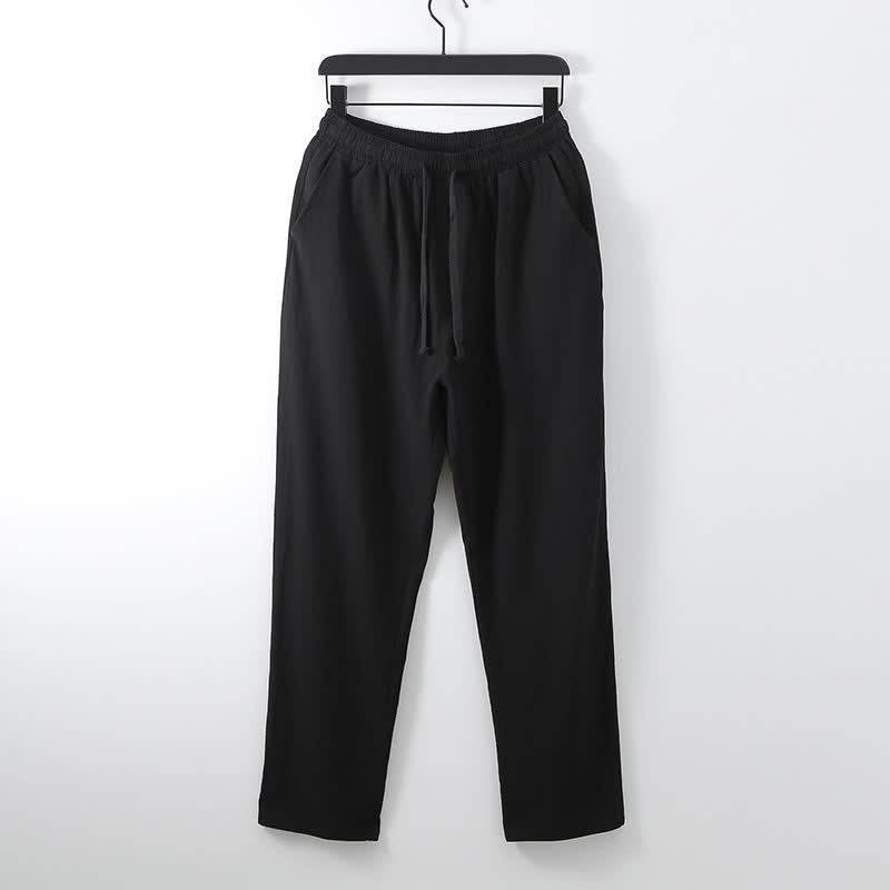 Ensemble pour homme Tang en coton et lin avec haut et pantalon Hanfu, orné de Buddha Stones et de colliers croisés. - image 8