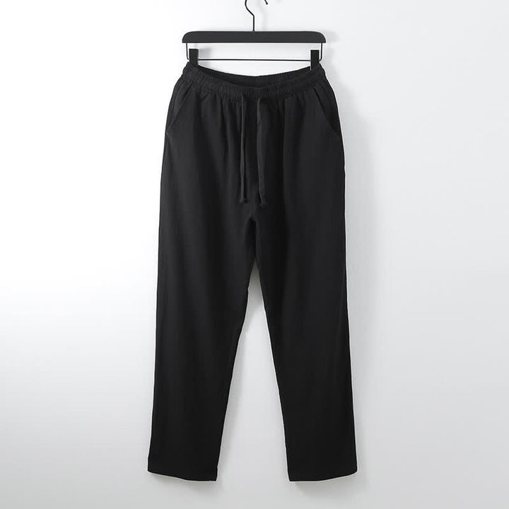 Ensemble pour homme Tang en coton et lin avec haut et pantalon Hanfu, orné de Buddha Stones et de colliers croisés. - image 8