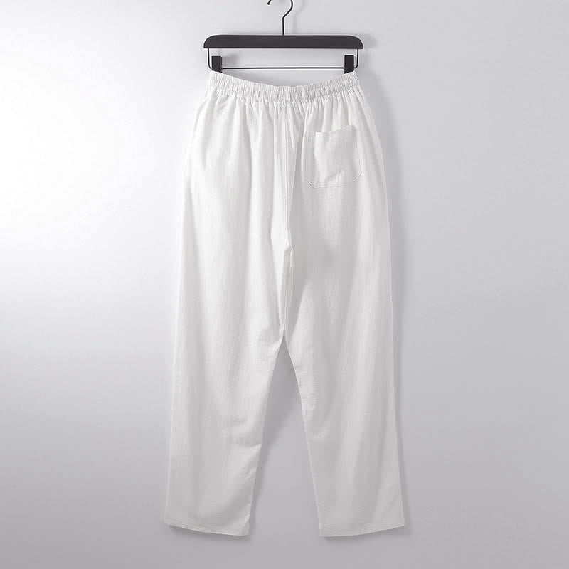 Ensemble pour homme Tang en coton et lin avec haut et pantalon Hanfu, orné de Buddha Stones et de colliers croisés. - image 16
