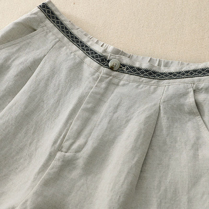Pantalon femme à poches, couleur Buddha Stones , boutonné sur le devant, élastique au dos. - image 4
