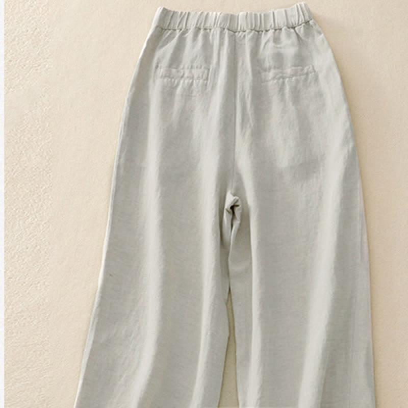Pantalon femme à poches, couleur Buddha Stones , boutonné sur le devant, élastique au dos. - image 1