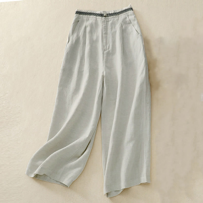 Pantalon femme à poches, couleur Buddha Stones , boutonné sur le devant, élastique au dos. - Beige - US8-10，UK/AU12-14，EU40-42 (2XL) - image 0