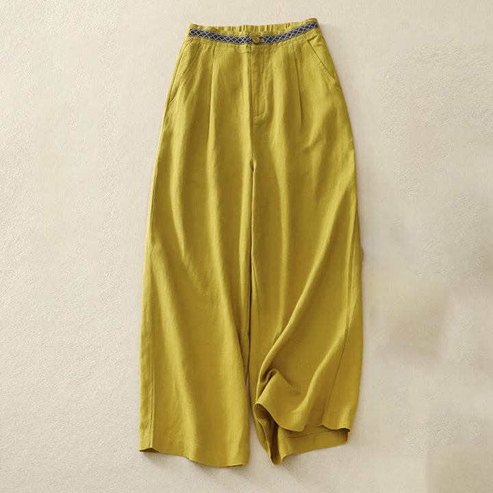 Pantalon femme à poches, couleur Buddha Stones , boutonné sur le devant, élastique au dos. - verge d'or - US8-10，UK/AU12-14，EU40-42 (2XL) - image 11