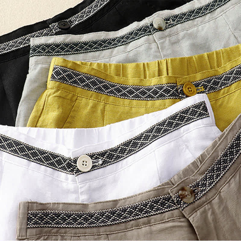 Pantalon femme à poches, couleur Buddha Stones , boutonné sur le devant, élastique au dos. - image 2