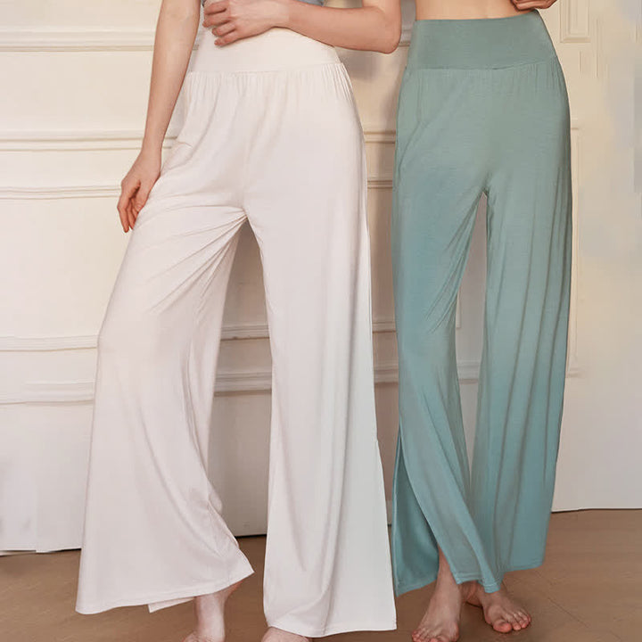 Pantalon large uni décontracté à taille haute élastique pour femme, Buddha Stones - image 11