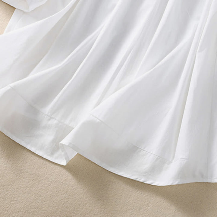 Chemise femme d'été unie à boutons et broderie florale, manches trois-quarts, col à revers, Buddha Stones - image 12