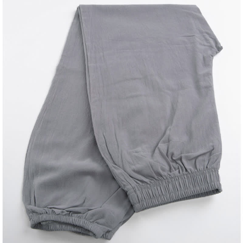 Pantalon de pratique de Tai Chi Qigong unisexe d'été, couleur unie, taille élastique, avec poches, Buddha Stones - image 2
