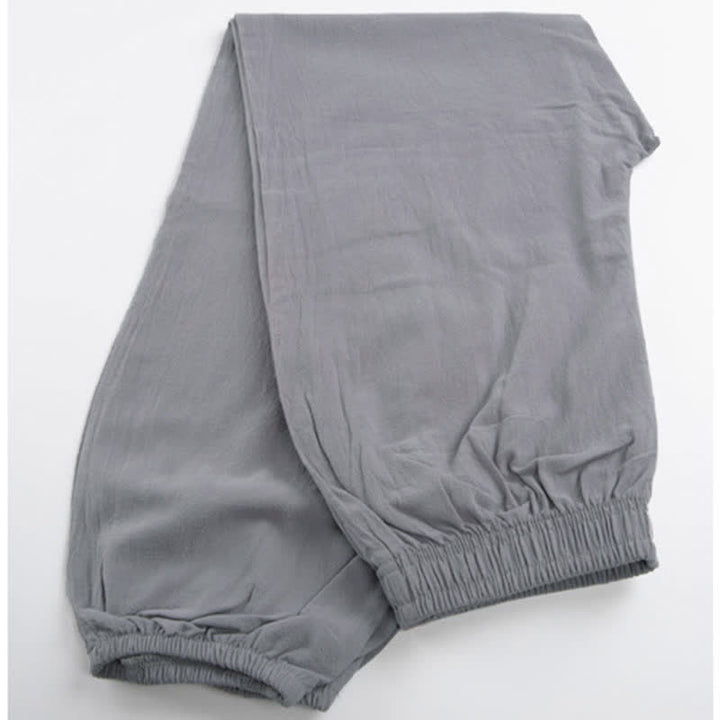 Pantalon de pratique de Tai Chi Qigong unisexe d'été, couleur unie, taille élastique, avec poches, Buddha Stones - image 2