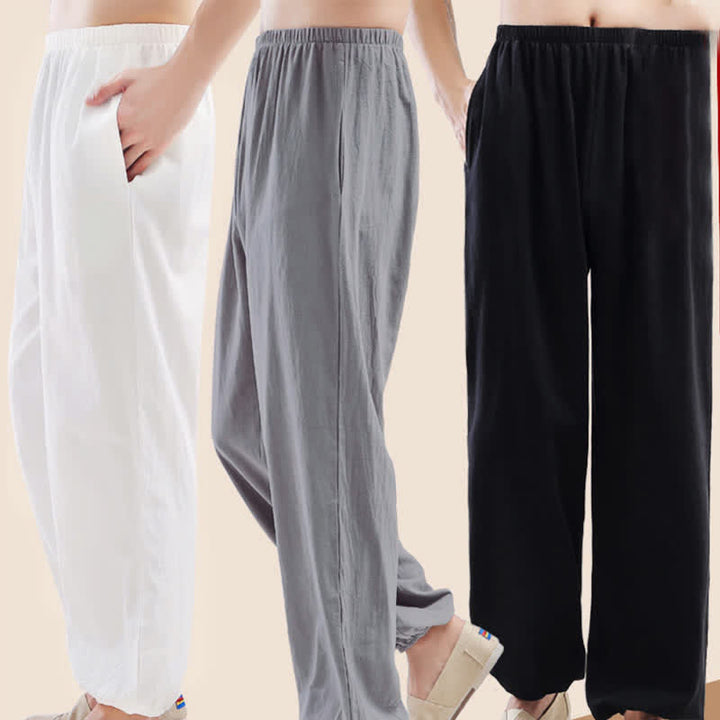Pantalon de pratique de Tai Chi Qigong unisexe d'été, couleur unie, taille élastique, avec poches, Buddha Stones - image 13