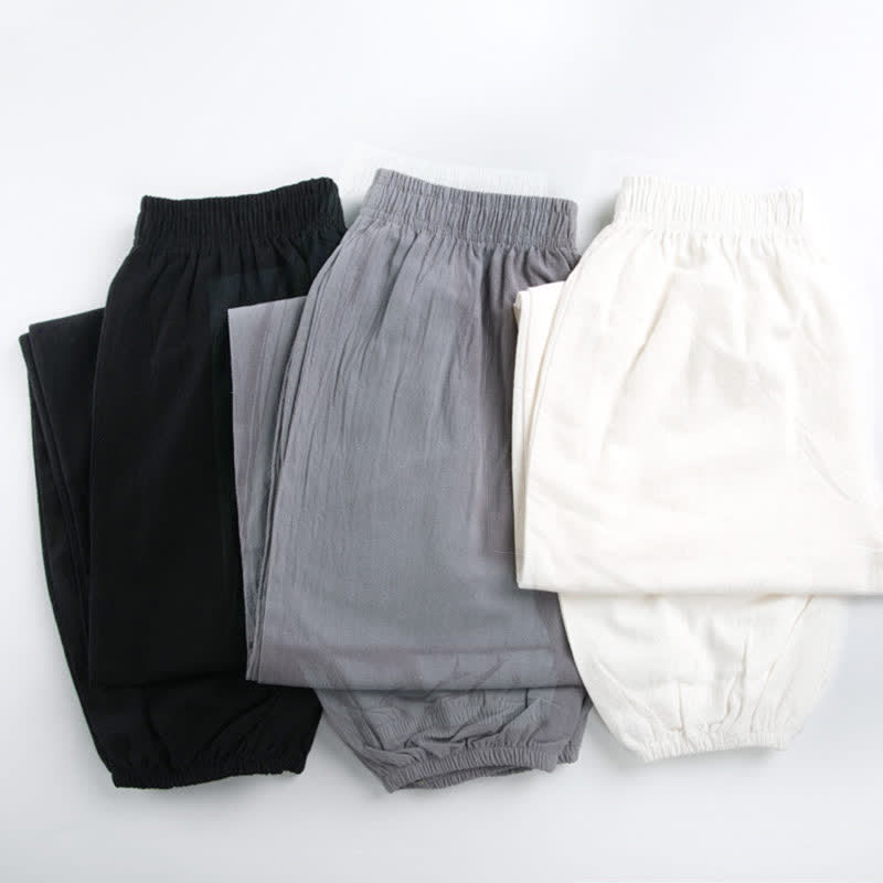 Pantalon de pratique de Tai Chi Qigong unisexe d'été, couleur unie, taille élastique, avec poches, Buddha Stones - image 14