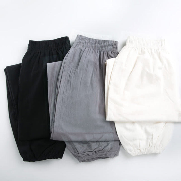 Pantalon de pratique de Tai Chi Qigong unisexe d'été, couleur unie, taille élastique, avec poches, Buddha Stones - image 14